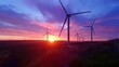 Capturing Sustainable Energy Development: Sunset View of Eco Harmony Wind Turbines. Concept Wind Turbines, Sustainable Energy, Sunset View, Eco Harmony, Development