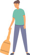 Mom sweeps floor icon cartoon vector. Room cleaning. Housekeeping work