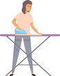 Mother ironing clothes icon cartoon vector. Working on board. Domestic routine