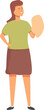 Girl take cleaning rag icon cartoon vector. Home routine. Hand work