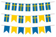 Flag of Sweden bunting elements isolate for decoration background border vector illustration. 