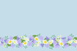 Midsummer celebrations flowers background border frame for Sweden National festival maypole vector illustration. Campanula rotundifolia or harebell flowers