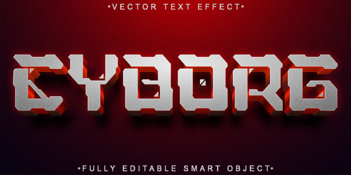 Robotic Silver Cybrog Vector Fully Editable Smart Object Text Effect