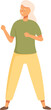 Senior woman morning exercise icon cartoon vector. Smiling face. Colorful cloth
