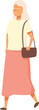 Senior woman going to shopping icon cartoon vector. Grandma shopper. Smiling lifestyle
