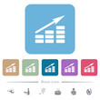 Growing bar graph solid flat icons on color rounded square backgrounds