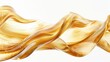 A close-up of flowing gold wave with shimmering textures on a white backdrop.