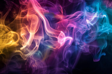Wall Mural - an image capturing the delicate swirls and patterns of colored smoke against a dark background - gen