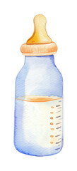 Wall Mural - baby bottle milk watercolor digital painting good quality