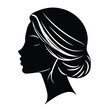 Vector illustration of a woman's black face silhouette on a separate white background