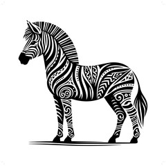 Zebra silhouette in animal ethnic, polynesia tribal illustration