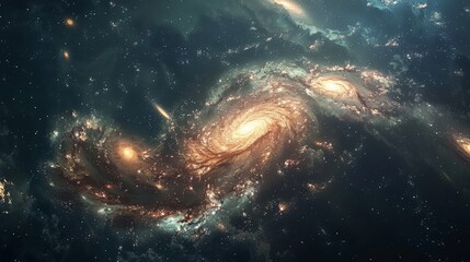 Wall Mural - A mesmerizing capture of swirling galaxies, shining with clusters of stars and cosmic lights
