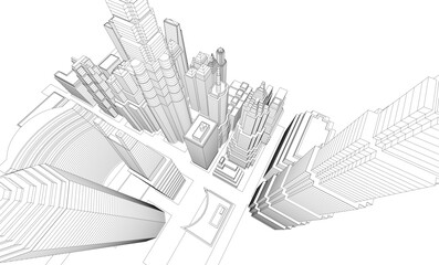 Modern city architecture 3d illustration