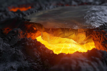 Wall Mural - an image depicting the solid, crystalline structure of the earth's inner core, contrasting its stabi