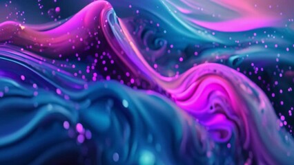 Aufkleber - An abstract painting featuring a bold wave in shades of blue and pink, with fluid movements and contrast.