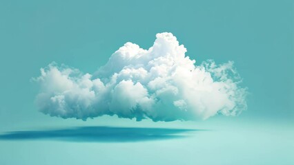 Sticker - A fluffy white cloud gently floats in the blue sky, Straightforward depiction of a cloud server on a blank canvas