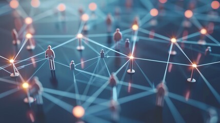 a network of people connected to each other with glowing lights on them and a blue background