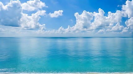 Wall Mural -  beautiful sandy beach and sea with clear blue sky background amazing beach blue sky 