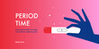 © Mariia - Period time concept. Menstrual cycle, periods. HCG Pregnancy test with negative result. One strip or stick. Not pregnant woman menstruation. Abstract flat vector illustration. Minimal design