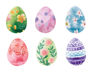 easter eggs set watercolor digital painting good quality