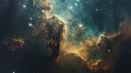 Wall Mural - A breathtaking view of the cosmos, featuring vivid nebulas and twinkling stars scattered across the endless universe