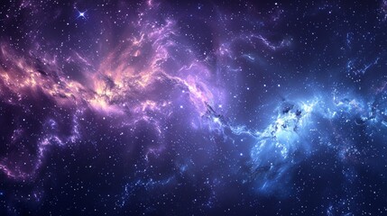 Wall Mural - This breathtaking image captures the vastness of the galaxy with stunning purples and blues, evoking a sense of wonder