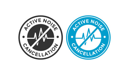 active noise cancellation badge logo set. suitable for sound control and reducing information