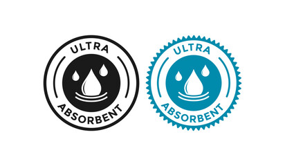 Ultra absorbent logo vector badge set. Suitable for product label. Micro-pearls, fabric and coating property