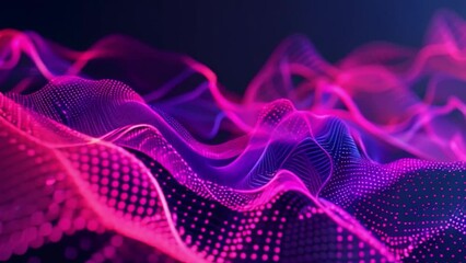 Poster - A wave of purple and pink light against a black background, creating a vibrant and dynamic abstract scene.