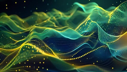 Fototapete - A dynamic display of colorful, flowing lines and dots creating a sense of digital movement.