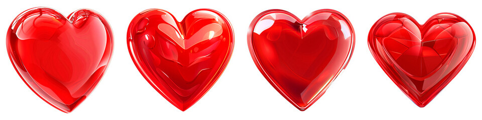 Collection of Valentines Day Heart isolated on transparent png background. Generative ai