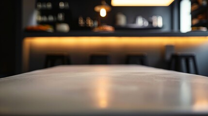Aufkleber - Serene Minimalist Kitchen with Polished Concrete Table and Monochromatic Palette