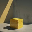 Modern Minimalist Yellow Podium on Grey Background with Textured Shadows