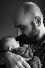 Wall Mural - Father holding newborn baby