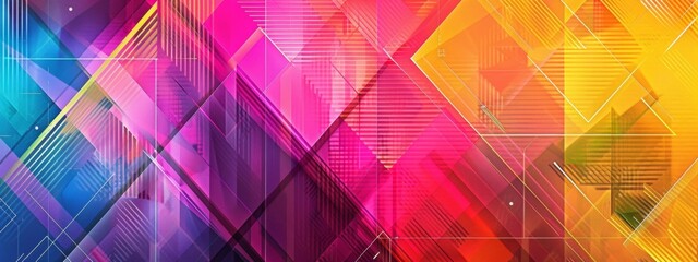 Wall Mural - Abstract geometric patterns in vibrant colors for use as backgrounds or overlays.