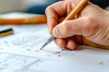 Leinwandbilder - Closeup of a hand holding a pen, ready to sketch out ideas