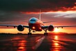 © akkash jpg - 'landing plane background runway sunset red flying take aerodrome travel land srobed airstrip jet aeroplane poland air aircraft airfield approaching arrival back'