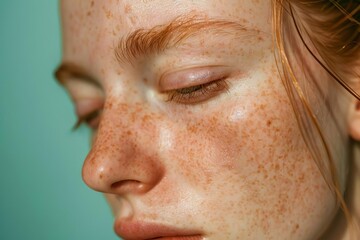 woman with skin disease freckles and dry skin beauty photography