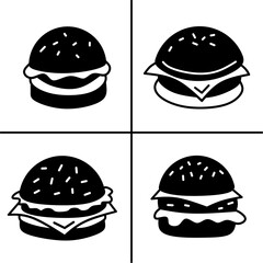 Wall Mural - Vector black and white illustration of burger icon for business. Stock vector design.