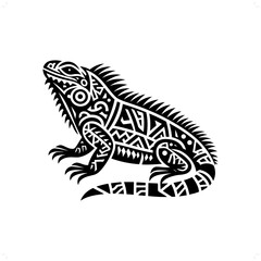 Wall Mural - iguana reptile silhouette in animal ethnic, polynesia tribal illustration