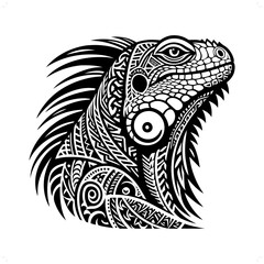 Wall Mural - iguana reptile silhouette in animal ethnic, polynesia tribal illustration