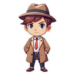 Chibi detective man design for your tshirt design, character game