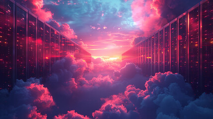 Wall Mural - background image illustration of cloud data storage