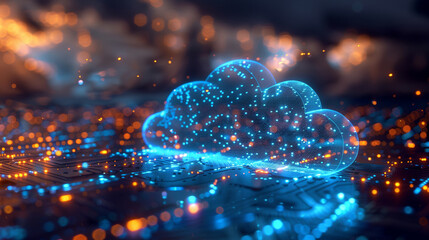 Poster - background image illustration of cloud data storage