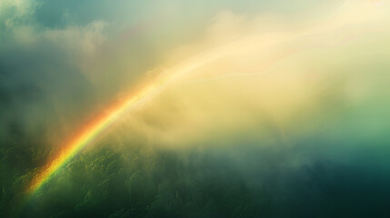 Wall Mural - rainbow over green grass