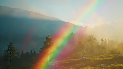 Sticker - rainbow over the mountains