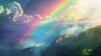 Wall Mural - rainbow above the sea