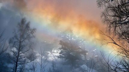 Wall Mural - sunset in the forest