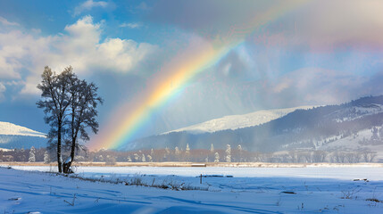 Wall Mural - rainbow in the mountains