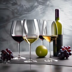 Wall Mural - Collection of wine tasting splashes with wine glasses and grapes1
